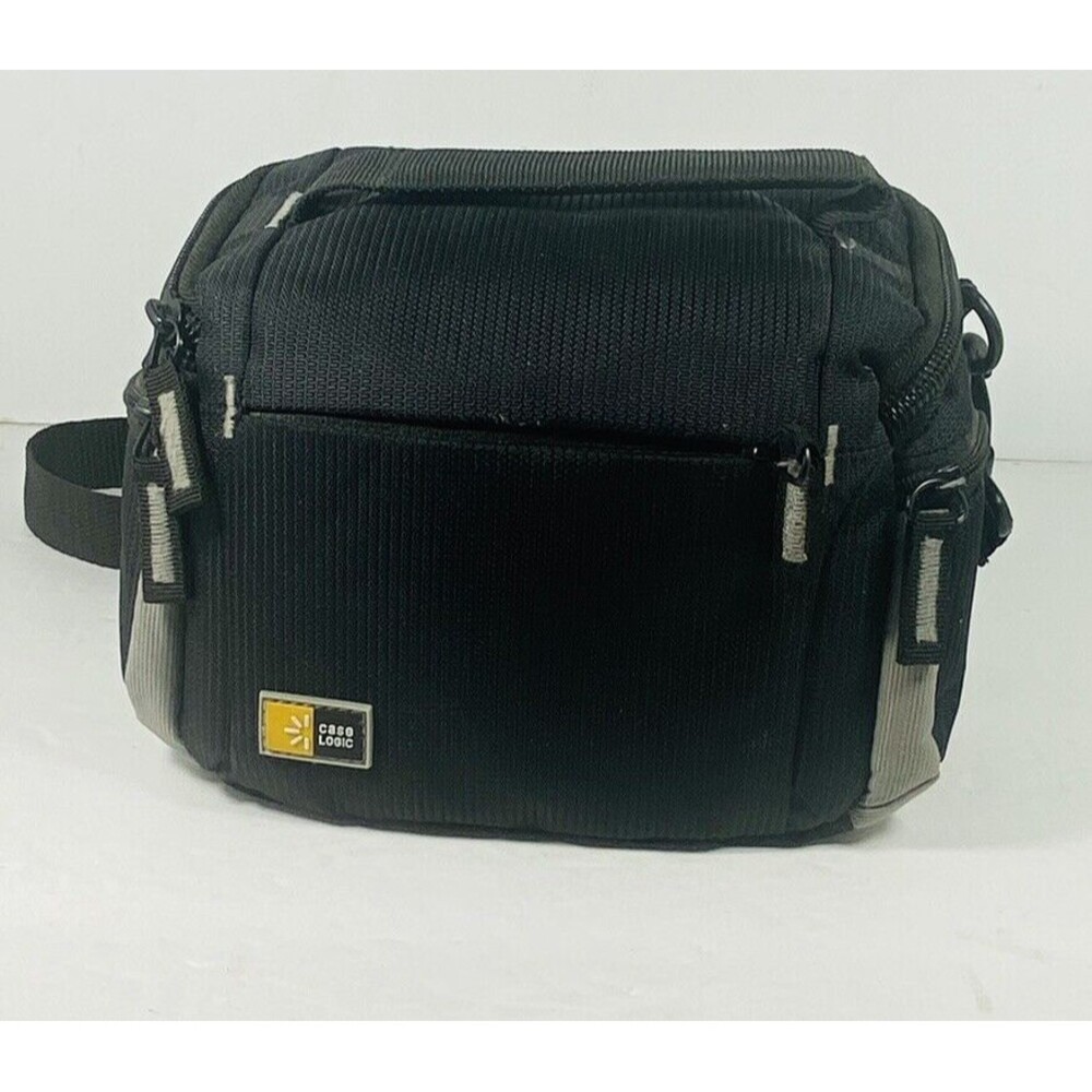 Case Logic Small Camera Camcorder Bag 8”x6”x4”Handle Strap Padded Black Gray EUC